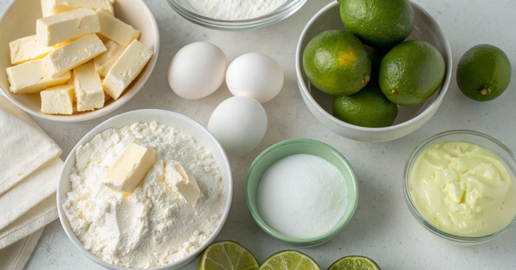 Ingredients for lime cake from scratch