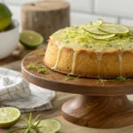 Lime cake from scratch on a cake stand