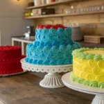 Ingredients for making velvet cake laid out on a table